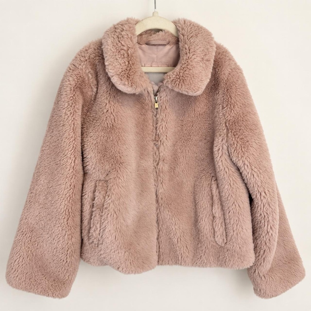 GAP Kids Dusty Pink Faux Fur Jacket • Size L